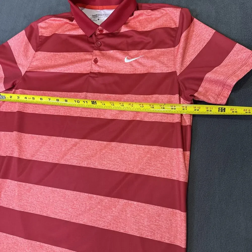 Nike Golf Dri-Fit Men’s Large Standard fit pink/red Striped Golf Polo Shirt